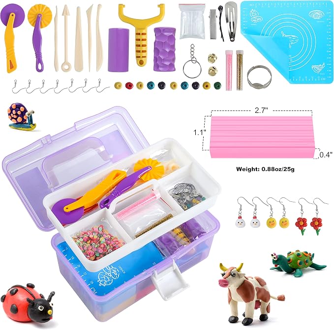 Cyajm 72 Colors Polymer Clay Strips Kit, DIY Jewelry & Home Decor | 72 colors oven bake clay strips, soft and easy to shape. For DIY jewelry, art, home decor. Gift for adults and beginners