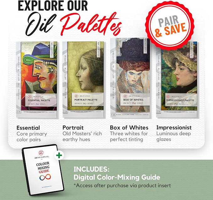 ZenART Professional Oil Paint Set - Artist Grade Old Masters Colors- 8x50ml | Impressionist Palette - Non-Toxic Large Tubes, Buttery Consistency, Rich Pigment,Lightfast Oil Paints for Artists & Beginners