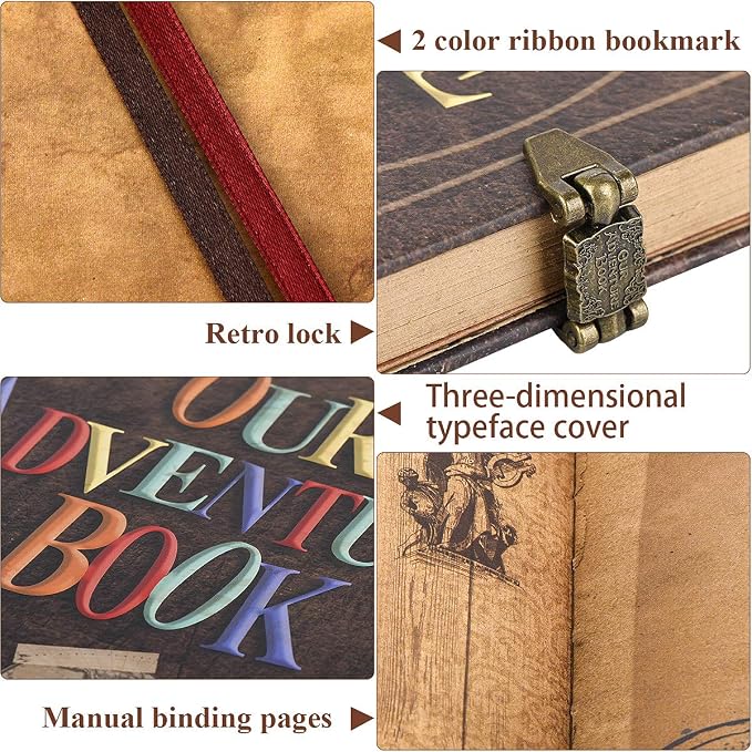 Adventure Book 148-Page DIY Handmade Scrapbook Kit - Embossed Leather Cover - Gift Boxed with Full DIY Accessories for Couples, Weddings, Anniversaries & More for Life’s Greatest Adventures