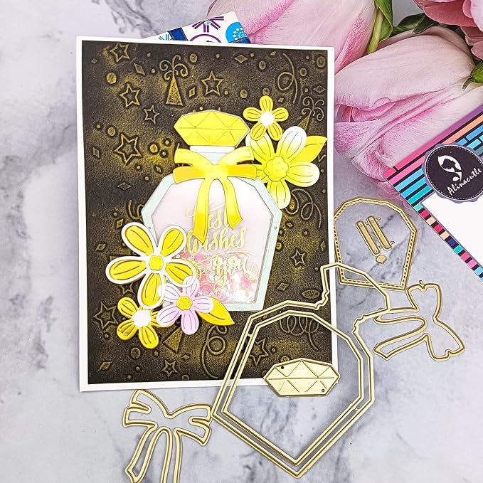 Alinacutle Metal Cutting Die Cut Golden Cut Dies for Gift Packing Paper Craft Handmade Card Making DIY Greeting Cards Scrapbooking and Album Holiday Gifts Decor (Perfume Bottle)