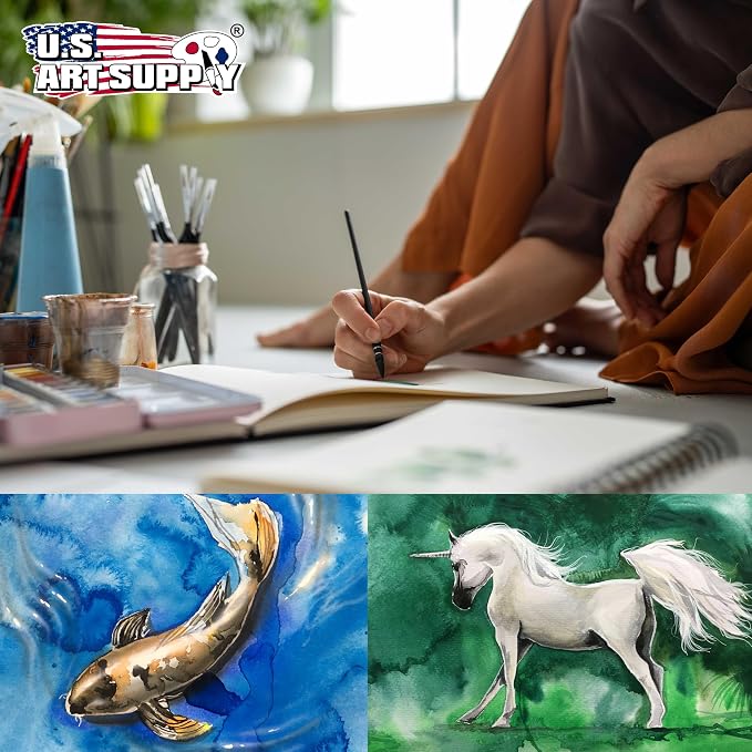 U.S. Art Supply 8.5" x 8.5" Watercolor Book (2 Pack, 76 Sheets Each)