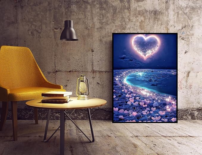 5D Diamond Painting Kits for Adults, Love Heart Beach Diamond Art Kits