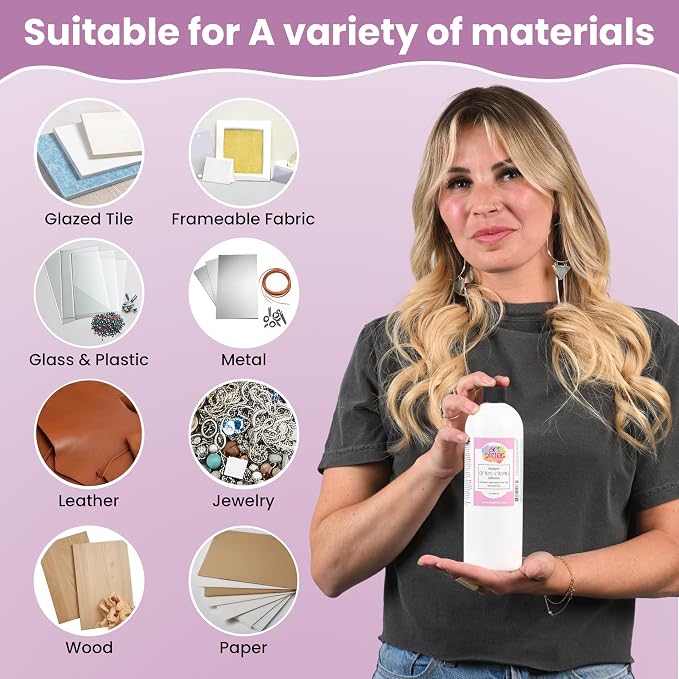 Art Institute Glitter Designer Dries Clear Craft Glue, 16oz Refill Bottle | Bulk supply, Replenishes smaller sizes, Permanent yet flexible bond, Prevents paper warping or wrinkling