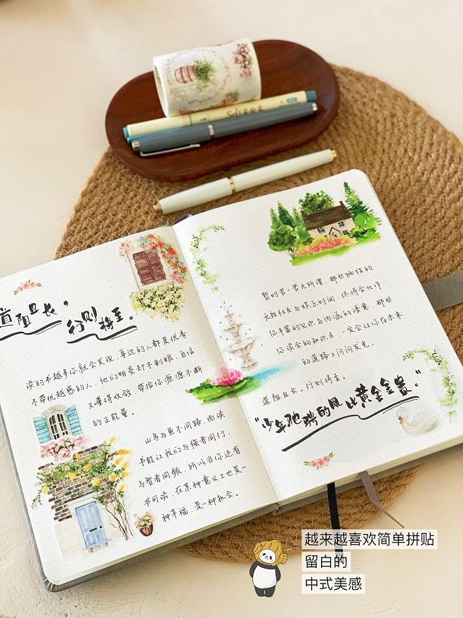 WT Pre-Cut French Courtyard Wide Washi Tape, Single Roll, Romantic European Courtyard Style with Floral Designs, Decorative Washi Paper Tape for Journaling, Scrapbooking, Planner, DIY Crafts