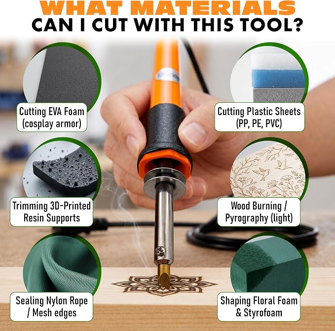 Hot Knife Cutting Tool, 30W, 10 Blades and Wood Burning Tip