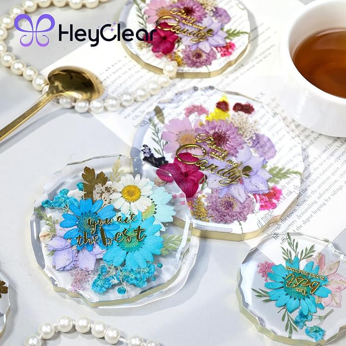 HeyClear 8-Cavity Coaster Resin Molds - 4 Different Diameter Wave Shaped Silicone Casting Molds for Epoxy Resin DIY Coasters & Resin Crafts