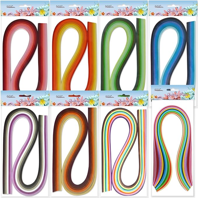 JUYA Paper Quilling Kit 960 Strips with 12 Tools, Glue, Pink Set, 3mm