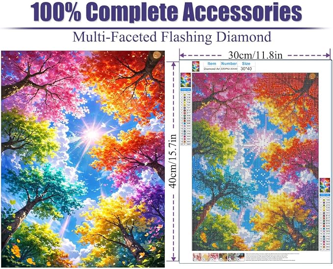 GQYCZZ 5D Four Seasons Tree Diamond Art Kits for Adults/Beginner 12X16Inch