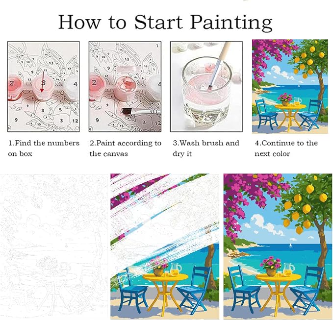 ZRIZQ Landscapes Paint by Numbers Kit for Adults Beginner,Lemon Tree,16x20 | Full set with wooden brushes,rolled canvas,rich paints.Calming activity.Beginner friendly.Just open and paint.
