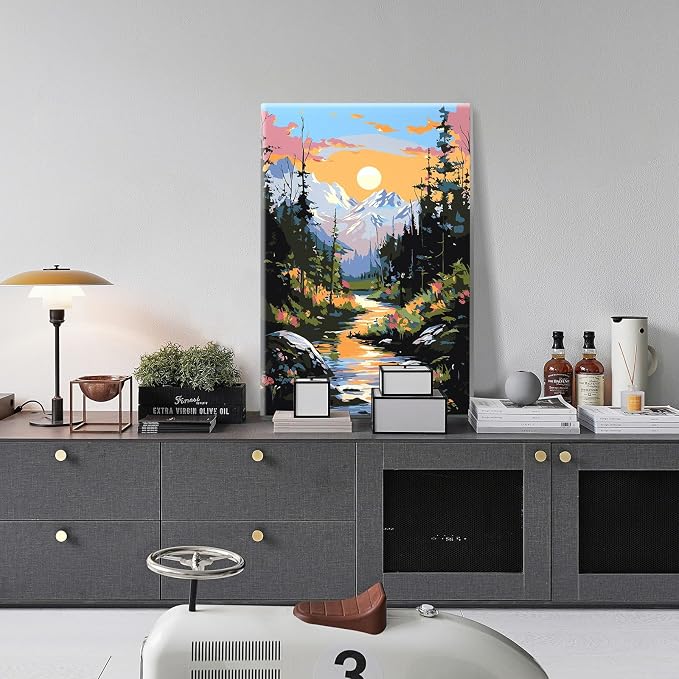 JOOZ Mountain Paint by Number for Adults with Frame, 8x12 Inch
