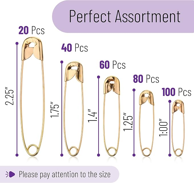 Mr. Pen- Safety Pins, 300 Pack, Small & Large Sizes, Nickel Plated Steel
