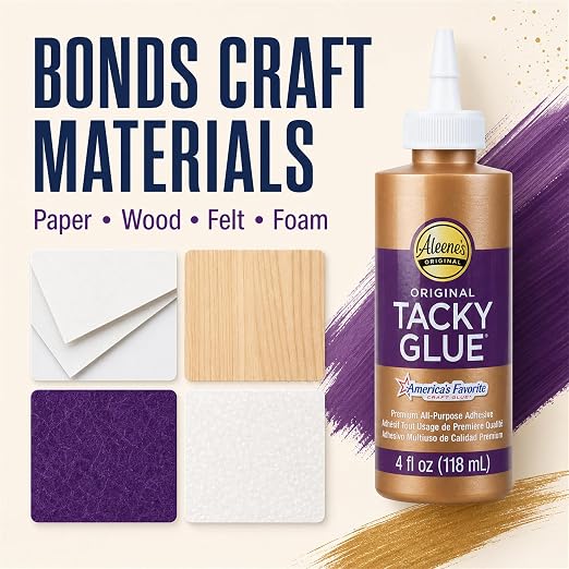 Aleene's Original Tacky Glue Craft Glue - 4Ounce, Quick Dry Tacky Glue for Crafts, Paper, Felt, Wood, Foam, Fabric - All Purpose Precision Craft Glue, Pixiss Wooden Art Dotting Stylus Pens