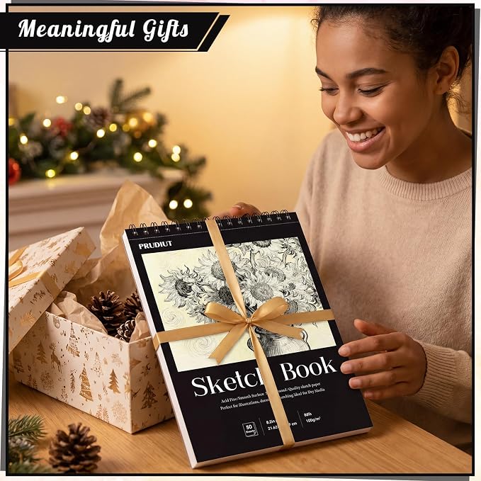 Sketch Book 8.5 × 11, Spiral Bound, 50 Sheets, Acid-Free Drawing Pad | Acid-Free 68lb Paper, Perforated Pages, Lays Flat, Dry Media for Students & Artists