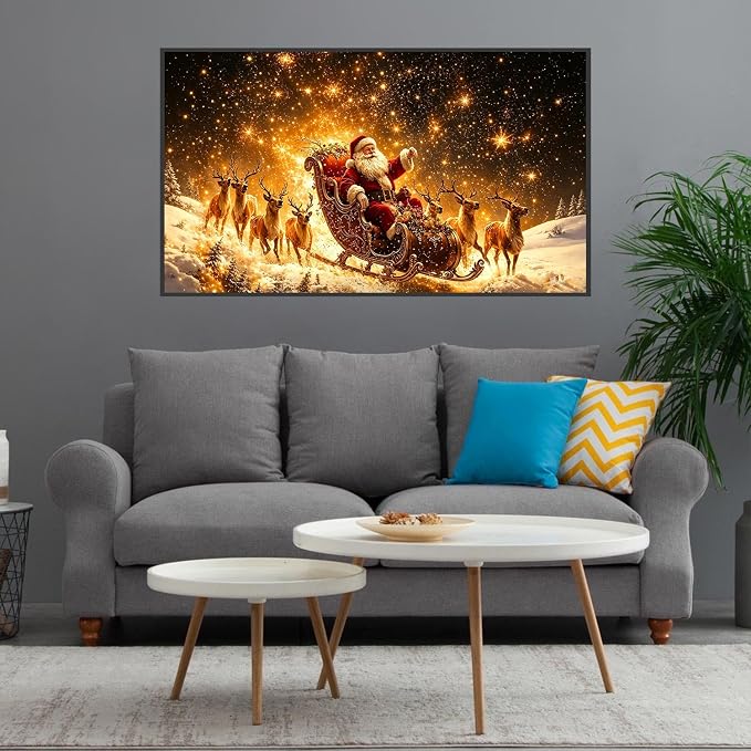 Meothan 5D Large Size Christmas Diamond Art Kits for Adults (27.6x15.8inch) | Santa Claus Diamond Painting Kit for Adults, Full Drill Diamond Gem Art Dots Paintings kits for Home Wall Decor Gift(70x40cm)