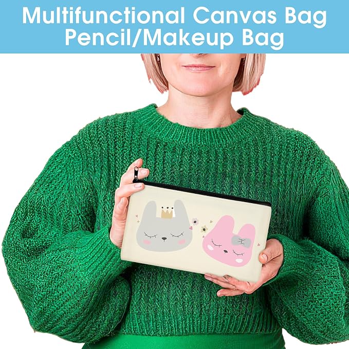 12 Pack Blank Canvas Pencil Pouches Bulk, Sublimation Zipper Bags for DIY | Small Multi-Purpose Canvas Bags with Zipper for Cosmetics, Travel, Travel Toiletries, Craft Projects, Organized 8.2" x 4.7"