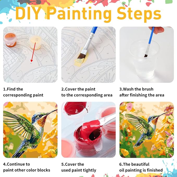 Hummingbird Paint by Numbers Kit for Adults, 16x20 inch | DIY Painting Kits Crafts for Adults, Relieve Stress, Gift, Home Wall Decor