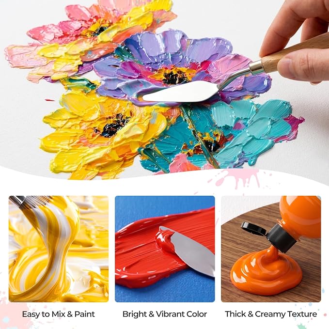 Smallbudi Bulk Acrylic Paint Set, 25 Colors 8.45oz (250ml) Large Non-Toxic Acrylic Paint Kit for Painting Party, Group & Large-Scale Art, Multi-Surface on Canvas, Wood, Furniture, Fabric, Rock, with Color Wheel, for Kids, Artists & Beginners