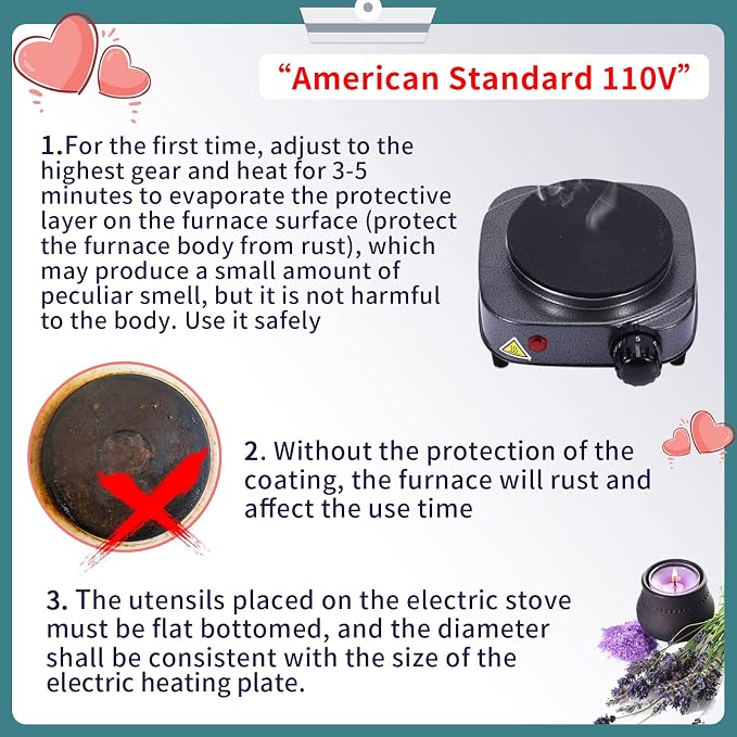 SAEUYVB Candle Making Kit/Supplies with Electric Hot Plate(Silver Gray) | Wax Melter for Candle Making,Candle Making Supplies for Beginners with Pouring Pot,Hot Plate,Instruction Manual and More