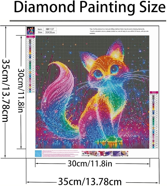 Diamond Art Kits for Adults,Glowing Cat Diamond Painting Kit,13.8X13.8inch | 5D DIY Full Round Drill Dreamy Cat Paint by Diamonds,Dot Gem Art Painting Kits,for Home Wall Decor Beginners