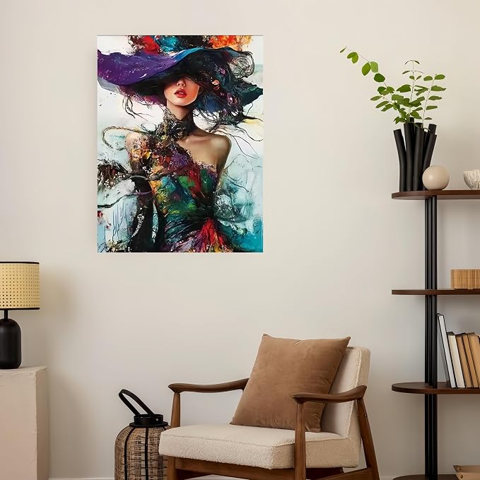 Paint by Numbers Kit for Adults,Colorful Woman Paint by Number Kits | Wearing a Hat Adult Painting by Numbers Easy Oil Painting,for Home Wall Decor15.7X19.7 Inch