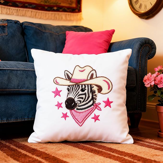 BEUNITONE 4 Set Embroidery Kit for Beginners, Animal Cowboy Patterns Cross Stitch Kits, Needlepoint Kits for Adults with Hoop, Cute Hand Embroidery Patterns for Cloth and Home Decor
