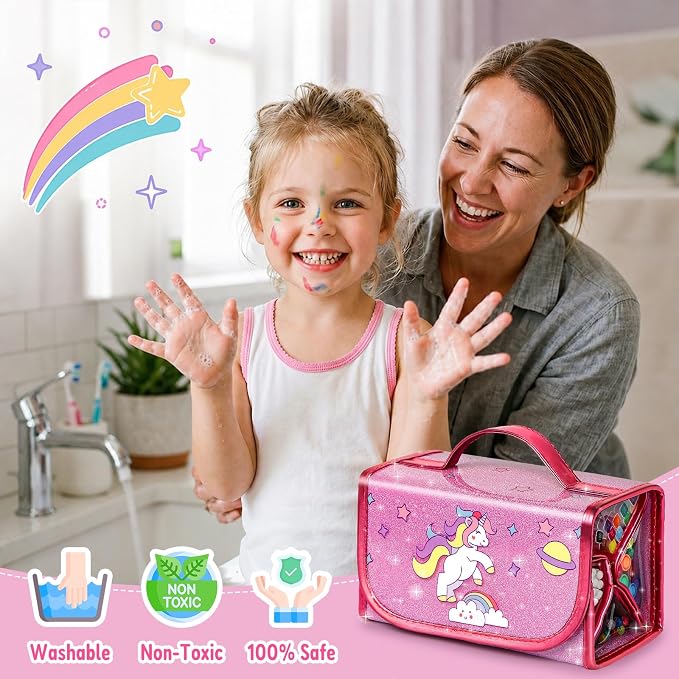 beefunni 68PCS Washable Markers Set for Kids 4-8, with Unicorn Case
