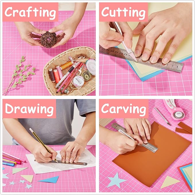 HEADLEY TOOLS 18"x24" Thickened Self Healing Cutting Mat, A2 Rotary Cutting Sewing Mat for Crafts, Double Sided 5-Ply Table Cutting Board for Fabric Quilting Patchwork Arts Hobby Project, Pink/Purple