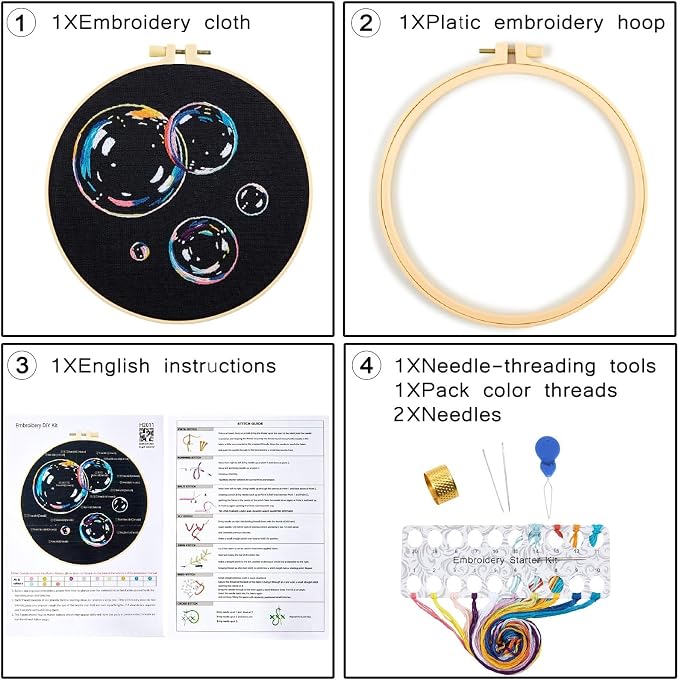 Crafmanoe Embroidery Kits for Beginners Adults, Cute Embroidery Starter Kits Funny Counted Cross Stitch Kits for Beginners Adult, Craft Hobbies Set for Women, Embroidery Fabric, Hoops & Video Tutorial