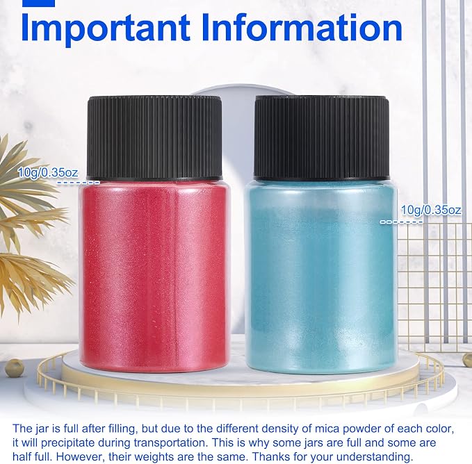 CHANGTIKEJI Mica Powder, 100 Colors - 10g/Bottle of Natural Pigment Powder