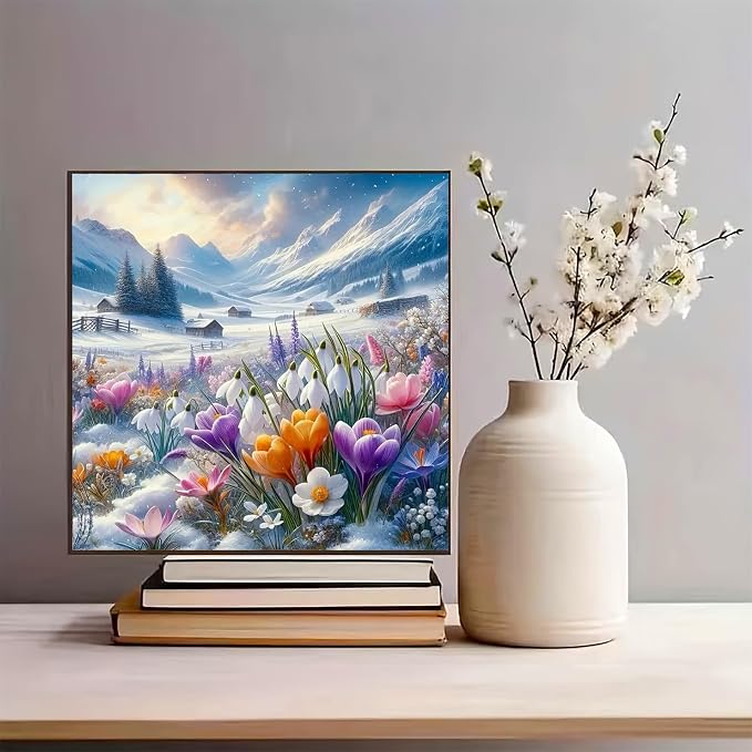 Diamond Art for Adults, 5D Diamond Painting Kit, DIY Diamond Painting Kits for Beginners, Flower Diamond Painting, 14x14 Inches