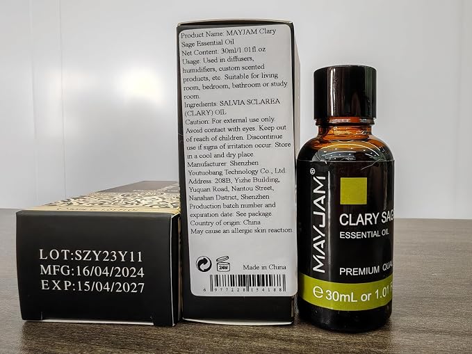 MAYJAM Clary Sage Essential Oil for Diffuser Soap Candle Making, 1.01fl.oz