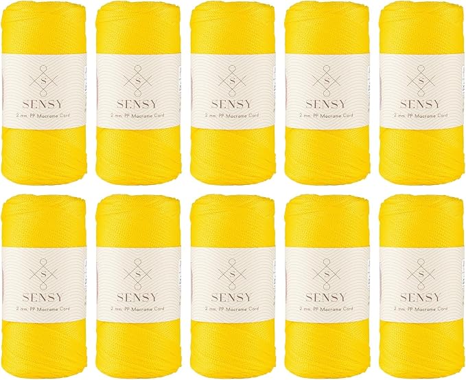 S Sensy 2mm - Premium Polypropylene Macrame Cord 10 Skeins Yellow 252 Yards