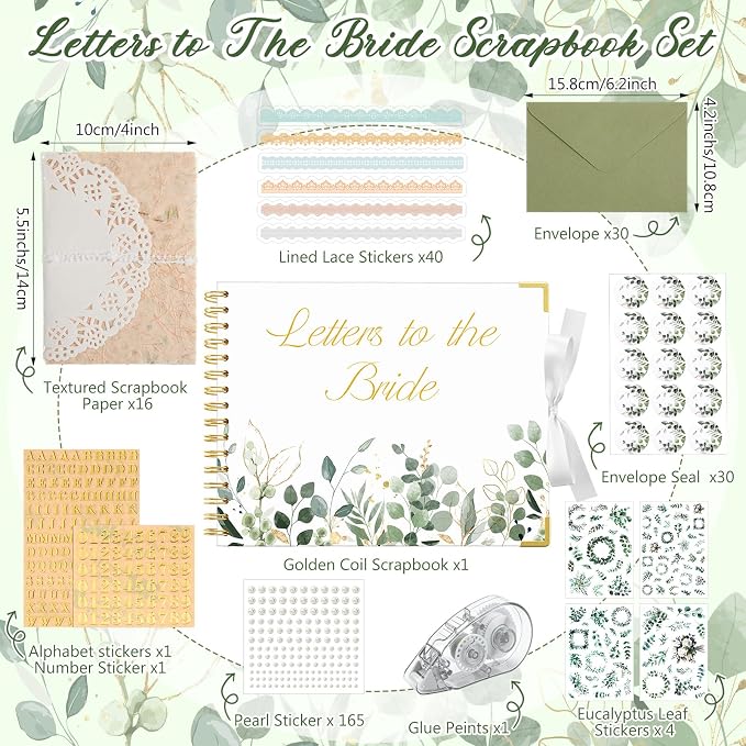 Letters to Bride Scrapbook,10.5 X 8.25 Inch,Eucalyptus,Green