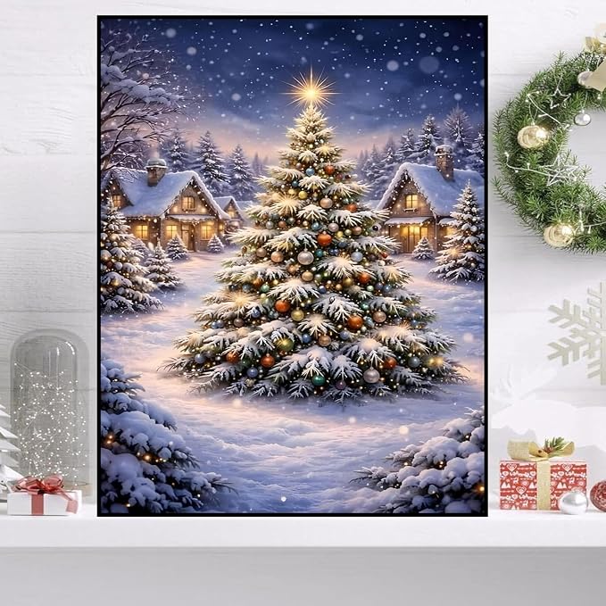 HHMATITS Christmas Tree Diamond Art Kits for Adults 12x16 Inch