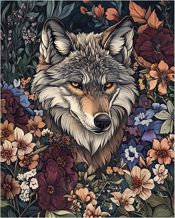 XTCIXAL Paint by Numbers Kit for Adults, Wolf, 16X20 Inch | DIY Paint by Number for Adults Beginner, High-Definition Color Canvas, Stress Relief, Home Wall Decor, Gifts, Unframed
