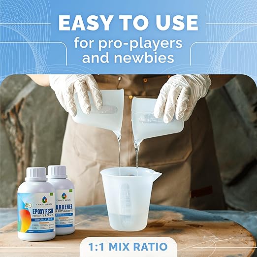 Craft Resin Crystal Clear Epoxy Resin Kit - Food Safe, UV Resistant - 64 Oz | Low Viscosity, Self Leveling Casting Resin Epoxy for DIY Art, Wood, Jewelry Making, Coasters & Molds