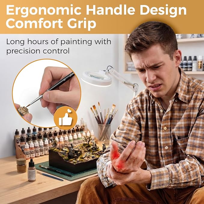 Golden Maple Drybrush Miniature Paint Brushes -10pcs Micro Detail Paint Brush Set, Small Fine Detail Brushes for Acrylics, Watercolors & Paint by Number, Figurine