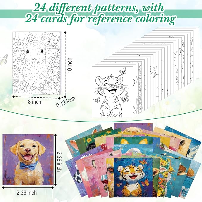 Sherr 24 Pcs Pre Drawn Canvas for Adult, Carton Animal, 8 x 10 Inch