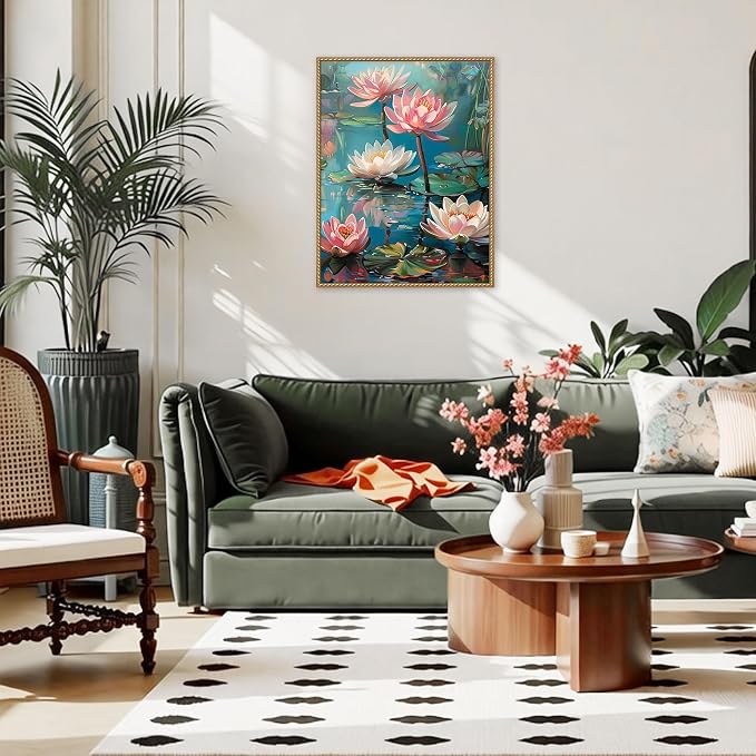 Amaieuin Lotus Diamond Painting for Adults,Flowers 12x16inch