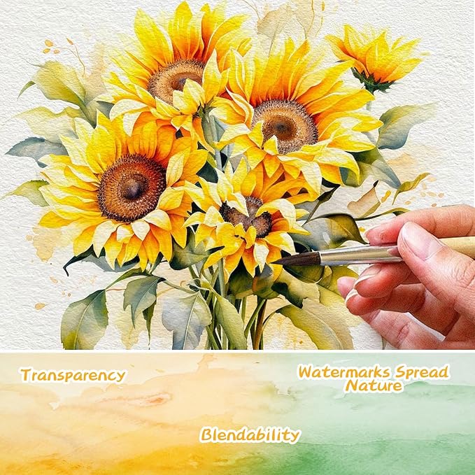Caliart 128 Colors Watercolor Paint Set, Portable Art Supplies Palette Kit | Water Color Paints with Detail Paintbrush, Art Coloring Painting Gifts for Adults Professionals Beginners Artists