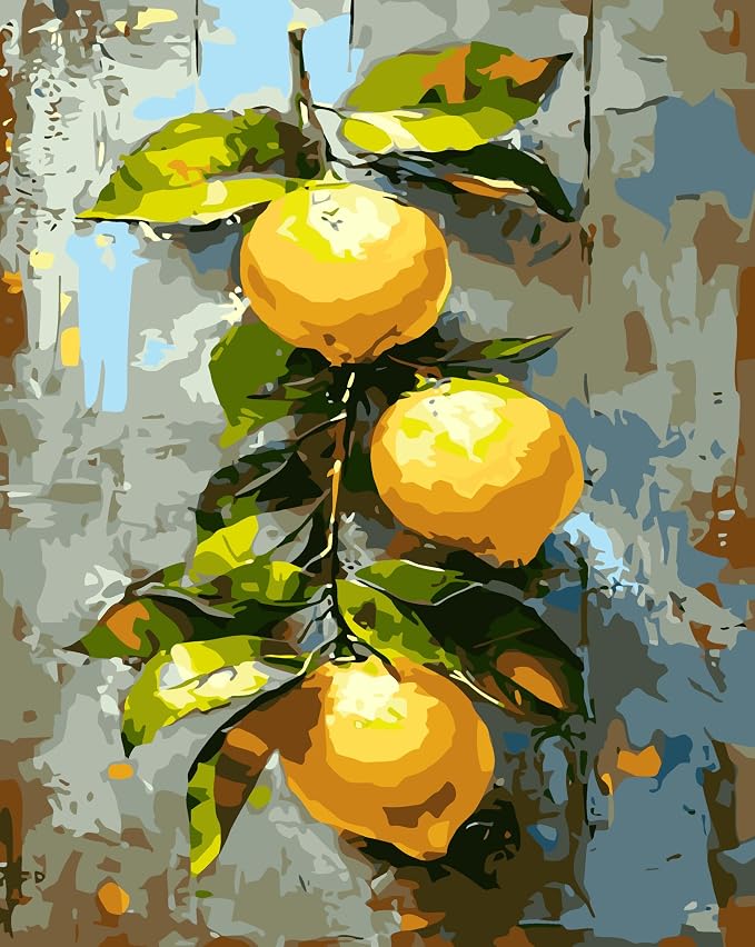 GXGLLPZBY Lemon Painting by Numbers for Adults Beginner,15.7X19.7 inch | Adult Paint by Number Kits on Canvas,DIY Oil Acrylic Number Painting Kit,for Home Wall Decor