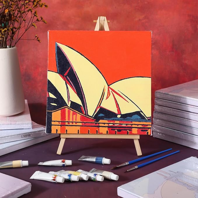 Nezyo 12 Sets Paint by Numbers for Adults with Frame, 8 X 8 Inch | DIY Acrylic Painting Canvas Kit, Ideal for Painting Party Classroom Activity, Beginner Friendly, Birthday Gift Ideas