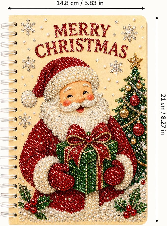 100 Pages DIY Christmas Pearl Diamond Art Painting Notebook，Style C