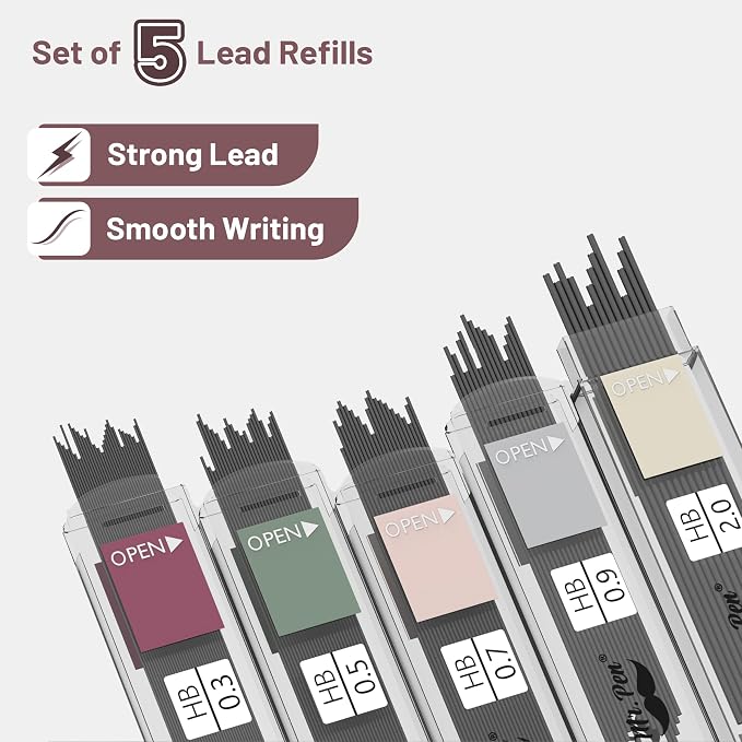 Mr. Pen- Art Mechanical Pencil Set, 5 Sizes (0.3, 0.5, 0.7, 0.9, 2.0mm)