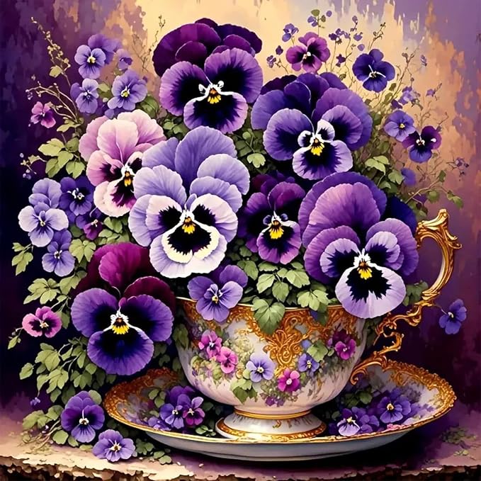Flower Paint by Numbers Kit for Adults, Paint by Number for Adults Flowers | Floral Painting by Numbers Kit on Canvas for Gift Home Wall Decor(Flower,16x16 inch) Frameless