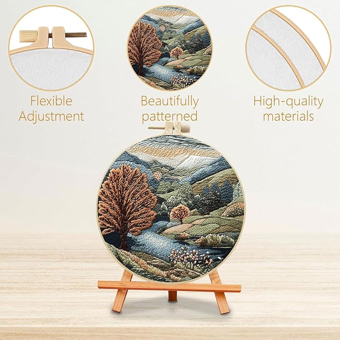 SCECALA 4 Pack Fall Forest Tree Embroidery Kit for Beginners