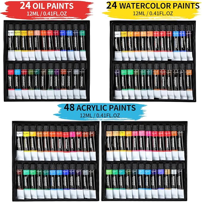 187Pcs Professional All-in-One Art Painting Kit with Aluminum & Beech Wood Easel, 96 Acrylic, Watercolor & Oil Paint Set, Complete Art Supplies Painting Set for Adults, Artists, Beginners