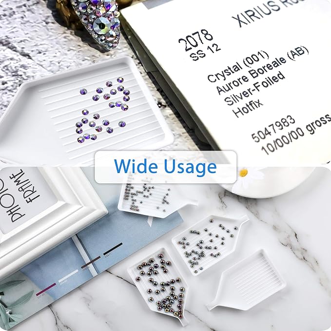 FEBSNOW 20PCS Diamond Art Painting Trays, Plastic Rhinestone Sorting Plate | ﻿ Sturdy Plastic, For DIY Craft Enthusiasts, Quick Rhinestone Sorting, Thickened Small Size of 3.8x2.2 Inches
