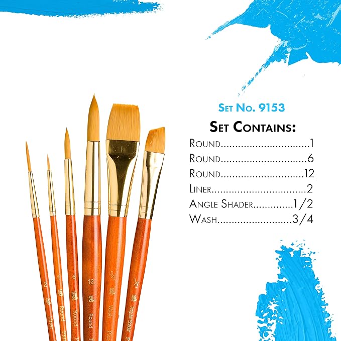 Brush Set 9153 6-Piece Syn Gold Taklon