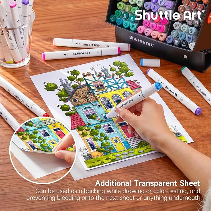 Shuttle Art 89 Colors Alcohol Markers, 88 Colors Dual Tip Art Marker Set Plus 1 Colorless Blender with Marker Case Perfect for Illustration Students Adult Coloring Sketching